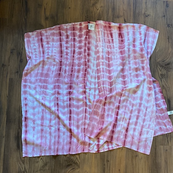 Pink Dark Pink Tie Dyed Kimono Coverup - Picture 2 of 5